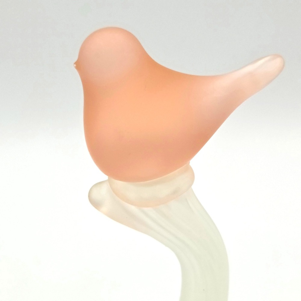 Pink Satin Glass Love Birds on Branch Hallmark Crowning Touch Collection Cottage - Picture 2 of 8